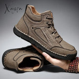 Xajzpa - Golden Sapling Classic Winter Boots Fashion Men’s Outdoor Shoes For Mountain Trekking