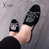 Xajzpa - Half Slippers Breathable Mens Shoes Mules Casual Designer Fashion Loafers Luxury Skull