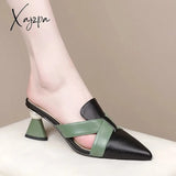 Xajzpa - Half Slippers Women’s Summer New Pointed Toe Fashion Support Shoes Soft Leather Thick