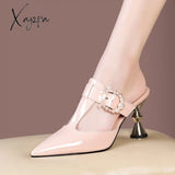 Xajzpa - Half Slippers Women’s Summer New Pointed Toe Fashion Support Shoes Soft Leather Thick