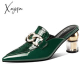 Xajzpa - Half Slippers Women’s Summer New Pointed Toe Fashion Support Shoes Soft Leather Thick Heel