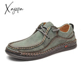 Xajzpa - Hand-Stitching Leather Shoes Men Casual Sneakers Comfty Driving Shoe Breathable Loafers