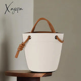 Xajzpa - Handbags For Women Luxury Designer Bucket Bag Pu Leather Material Party Simple Contrasting