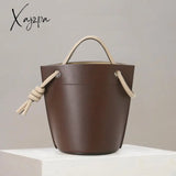 Xajzpa - Handbags For Women Luxury Designer Bucket Bag Pu Leather Material Party Simple Contrasting