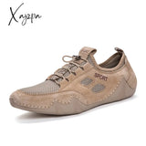 Xajzpa - Handmade Leather Shoes Men Casual Sneakers Driving Shoe Loafers Hot Sale Moccasins Tooling