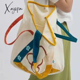 Xajzpa - Harajuku Style Shoulder Bag Flower Letter Print Large Capacity Canvas Handbag High Quality