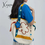 Xajzpa - Harajuku Style Shoulder Bag Flower Letter Print Large Capacity Canvas Handbag High Quality