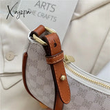 Xajzpa - Hifashion Vintage Print Half Moon Small Shoulder Bags For Women Trend Luxury Designer