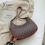 Xajzpa - Hifashion Vintage Print Half Moon Small Shoulder Bags For Women Trend Luxury Designer