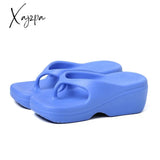 Xajzpa - High Heels Women Shoes Sand Beach Laides Flip Flops Wedge Platform Outside Seaside Female Slides Thick-bottomed Ladies Slippers