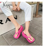 Xajzpa - High Heels Women Shoes Sand Beach Laides Flip Flops Wedge Platform Outside Seaside Female