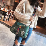 Xajzpa - High Quality Abrasive Fabric Women Bag Fashion Embroidery Handbag Female Crossbody Bags