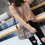 Xajzpa - High Quality Abrasive Fabric Women Bag Fashion Embroidery Handbag Female Crossbody Bags