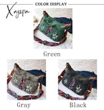 Xajzpa - High Quality Abrasive Fabric Women Bag Fashion Embroidery Handbag Female Crossbody Bags