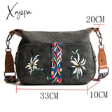 Xajzpa - High Quality Abrasive Fabric Women Bag Fashion Embroidery Handbag Female Crossbody Bags