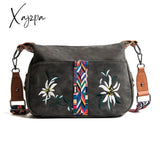 Xajzpa - High Quality Abrasive Fabric Women Bag Fashion Embroidery Handbag Female Crossbody Bags