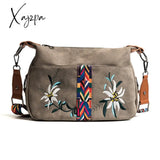 Xajzpa - High Quality Abrasive Fabric Women Bag Fashion Embroidery Handbag Female Crossbody Bags