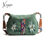 Xajzpa - High Quality Abrasive Fabric Women Bag Fashion Embroidery Handbag Female Crossbody Bags