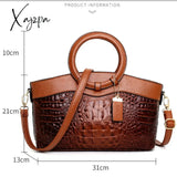 Jsvery High Quality Autumn / winter Women Luxury Handbags Women Bags Designer Crossbody Bags Female Crocodile Leather Handbag Ladies Shoulder Bag Tote Retro Handbag jsvery