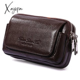 Xajzpa - High Quality Men Genuine Leather Waist Pack Bag Coin Cigarette Purse Pocket Pouch Belt Bum Cell/Mobile Phone Case Fanny Bags