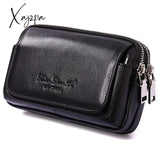 Xajzpa - High Quality Men Genuine Leather Waist Pack Bag Coin Cigarette Purse Pocket Pouch Belt Bum