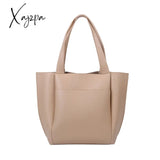 Xajzpa - High Quality Soft Leather Woman Casual Tote Shopper Solid Color Handbags Large Capacity