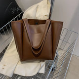 Xajzpa - High Quality Soft Leather Woman Casual Tote Shopper Solid Color Handbags Large Capacity