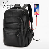 Xajzpa - High Quality Usb Charging Backpack Men Pu Leather Bagpack Large Laptop Backpacks Male