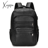 Xajzpa - High Quality Usb Charging Backpack Men Pu Leather Bagpack Large Laptop Backpacks Male