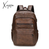 Xajzpa - High Quality Usb Charging Backpack Men Pu Leather Bagpack Large Laptop Backpacks Male