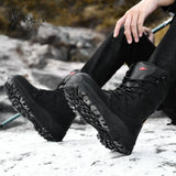 Xajzpa - High Quality Waterproof Boots Men Military Leather Tactical Combat Plush Warm Platform