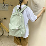 Xajzpa - High Quality Waterproof Solid Color Nylon Women Backpack College Style Travel Rucksack