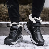 Xajzpa - High-Top Women Men Boots Winter Leather Boot Male Waterproof Sneakers Man Hunting Shoes