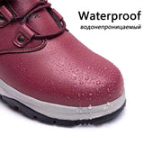 Xajzpa - High-Top Women Men Boots Winter Leather Boot Male Waterproof Sneakers Man Hunting Shoes