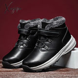 Xajzpa - High-Top Women Men Boots Winter Leather Boot Male Waterproof Sneakers Man Hunting Shoes