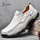 Xajzpa Hiking Patent Model Four Seasons Head Leather Frosted Casual Shoes Men's Walking Shoes Winter Boots Men's Hiking