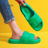 Xajzpa Home Soft Sole Cloud Slippers Women Non Slip Platform Bathroom Slides Woman Summer Thick