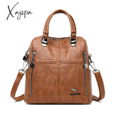 Xajzpa - Hot Leather Luxury Handbags Women Bags Designer Multifunction Shoulder For Travel Back