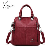 Xajzpa - Hot Leather Luxury Handbags Women Bags Designer Multifunction Shoulder For Travel Back