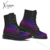 Xajzpa - Hot Skeleton Women Snow Ankle Boots Motorcycle Skull Pansy Low Heels Shoes Vintage Pu