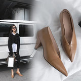 Xajzpa - Hot Women Genuine Leather Shoes Cow Leather Sheep Suede Spike Heels Pointed Toe Pumps