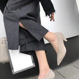 Xajzpa - Hot Women Genuine Leather Shoes Cow Leather Sheep Suede Spike Heels Pointed Toe Pumps