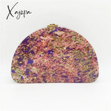 Xajzpa - Ins Crescent D Shape Font Glitter Acrylic Dinner Bag Hold Semi-Round Fashion Dress Hard Box