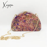 Xajzpa - Ins Crescent D Shape Font Glitter Acrylic Dinner Bag Hold Bag Semi-Round Fashion Dress Hard Box Bag