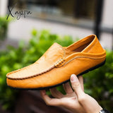 Xajzpa - Italian Mens Shoes Casual Luxury Brand Summer Men Loafers Genuine Leather Moccasins Light