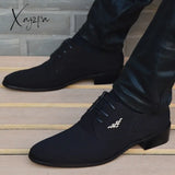 Xajzpa - Italian Mens Shoes Fashion Black Men’s Leather Moccasin Pointed Toe Classic Men Wedding