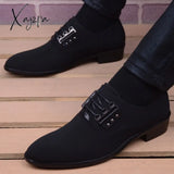 Xajzpa - Italian Mens Shoes Fashion Black Men’s Leather Moccasin Pointed Toe Classic Men Wedding