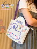 Xajzpa - Kawaii Shoulder Bag For Girls Bear Rabbit Tote Handbags Canvas Large Capacity Student Book