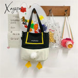 Xajzpa - Kawaii Shoulder Bag Women Cartoon Duck Large Capacity Canvas Bags Japanese Style All-Match