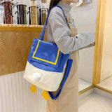 Xajzpa - Kawaii Shoulder Bag Women Cartoon Duck Large Capacity Canvas Bags Japanese Style All-Match